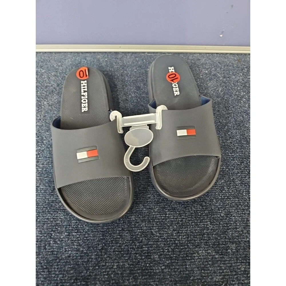 Tommy Hilfiger Faux Shearling Slide Sandal Dezia Black Texture | 10M